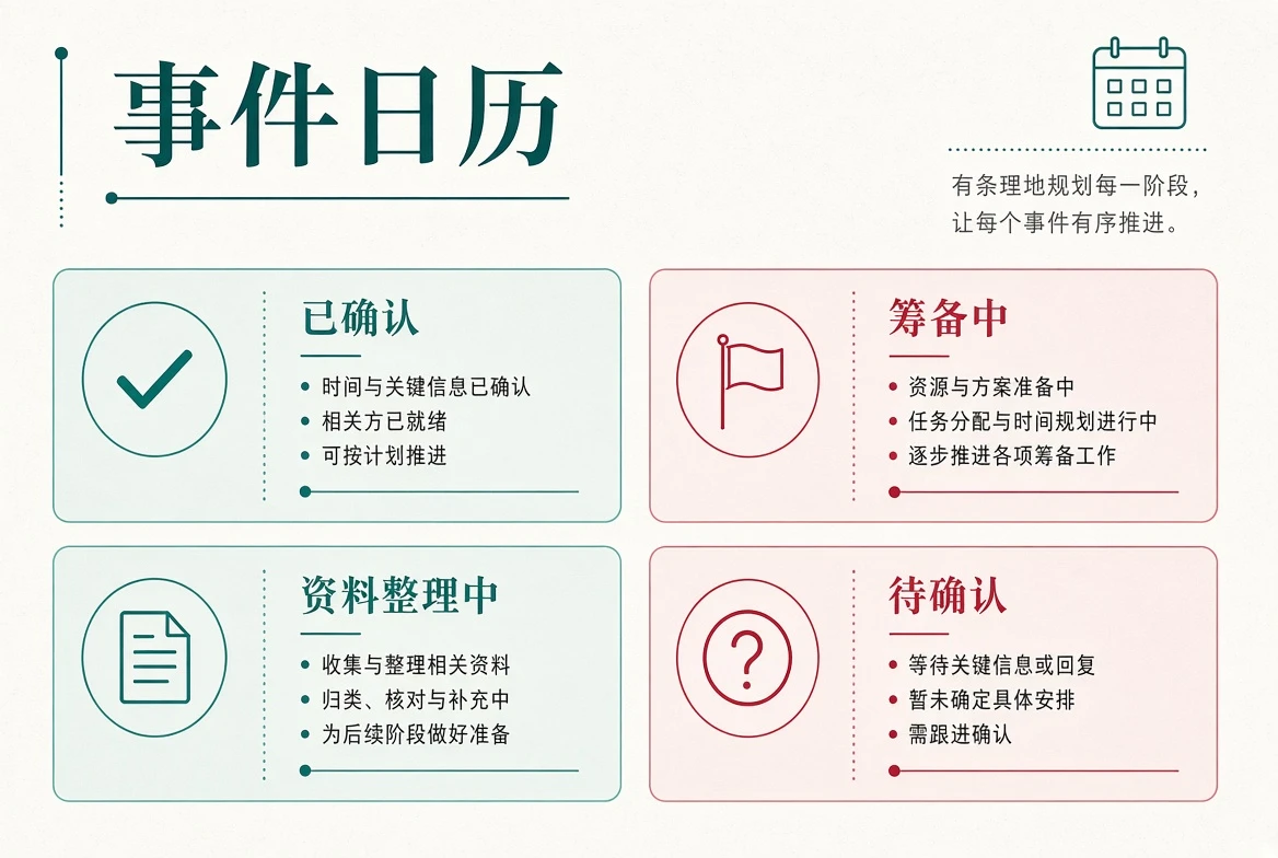 事件日历原创配图,表示活动信息状态